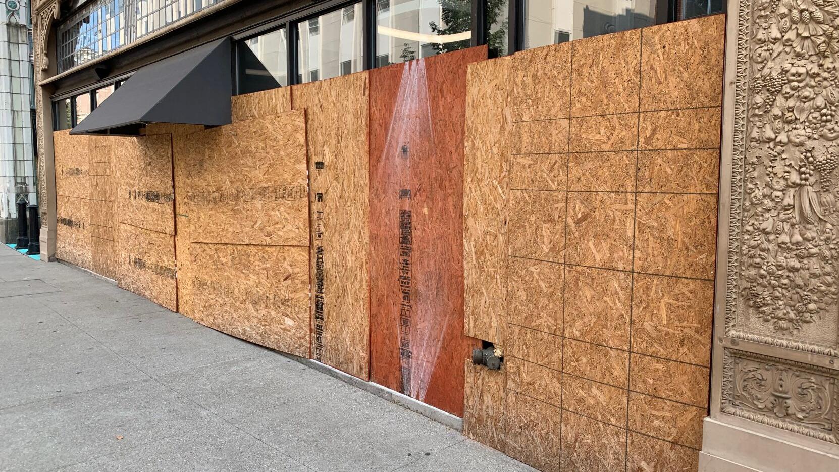 downtown boarded business